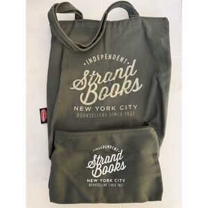Strand Books Green Zipped Army Indie Script Tote and Small Pouch - Gossip Girl